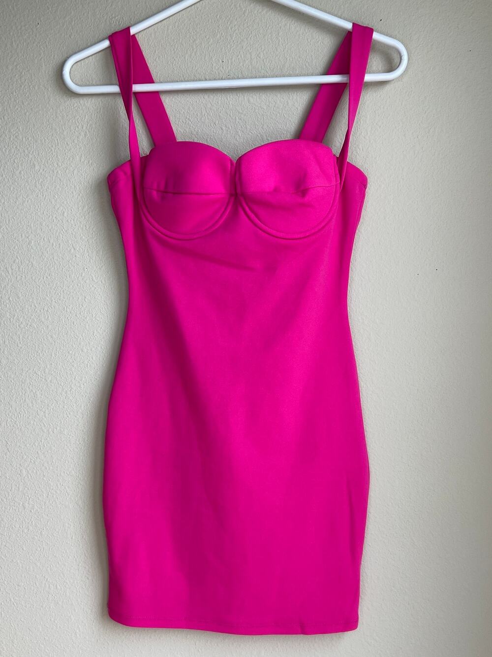 Fashion Nova Hot Pink Bustier Underwire Bodycon Mini Dress Size Small